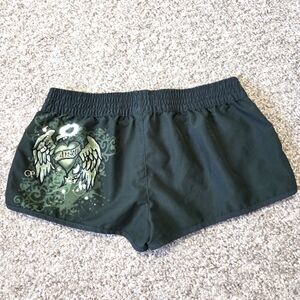Y2K OP Ocean‎ Pacific Swim Shorts Angel Wings Size M -Dark Green Unlined